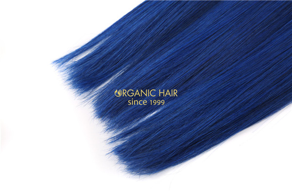 Blue human hair extensions 